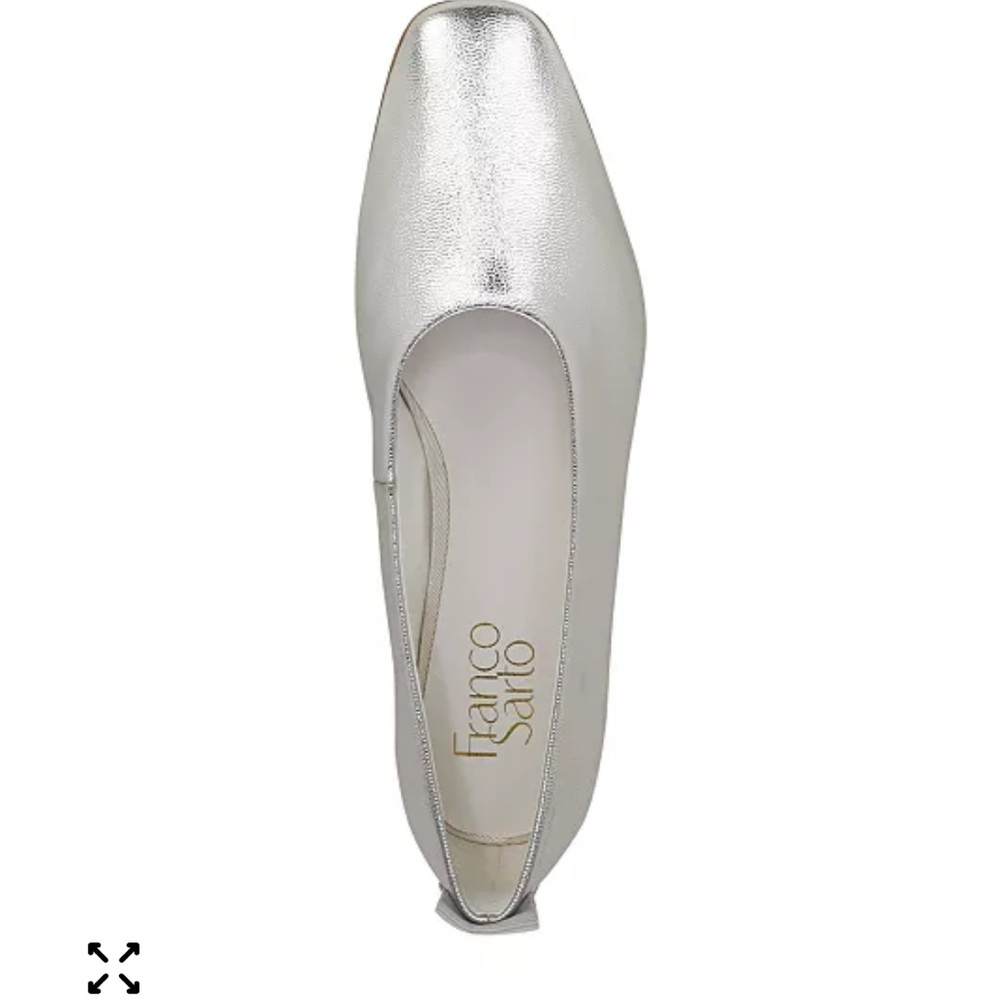 Franco Sarto Silver Metallic Square-Toe Ballet Flat